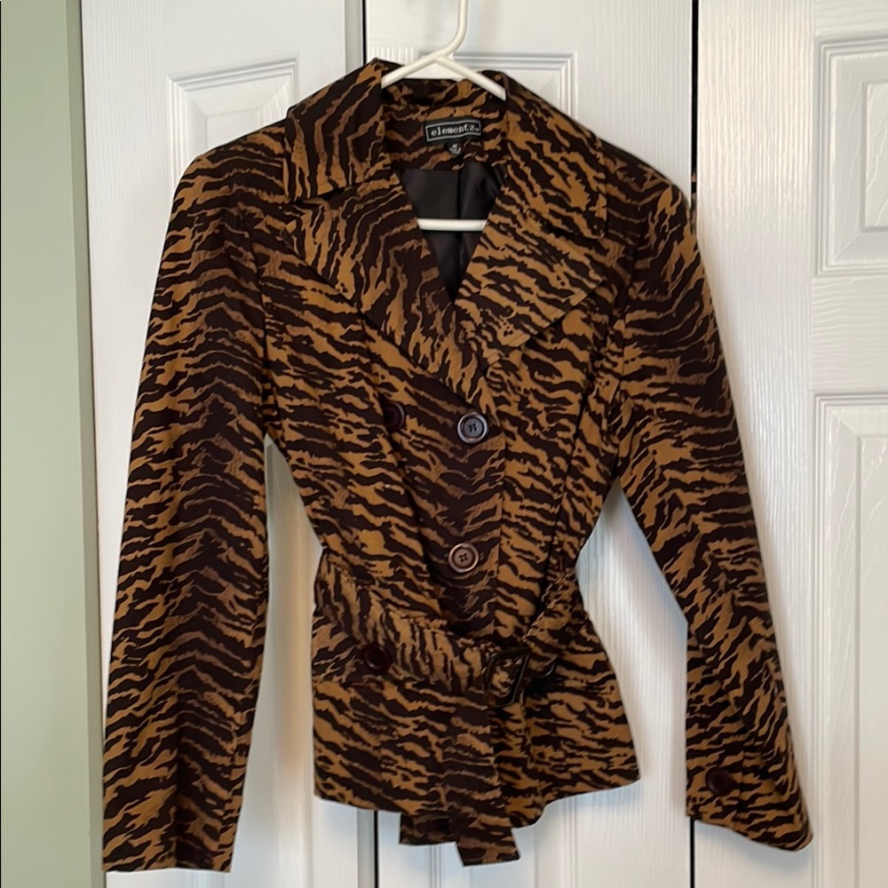 Elementz Brown Animal Print Blazer